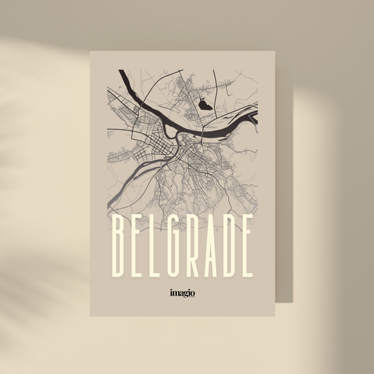 Belgrade Map  - Beige