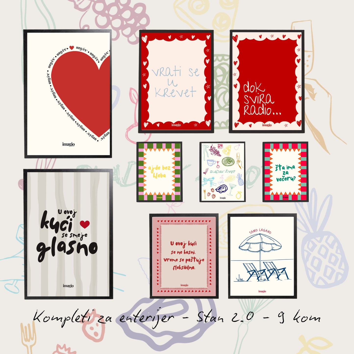 Komplet postera za enterijer No.3 - 2.0 Stan - 9 kom