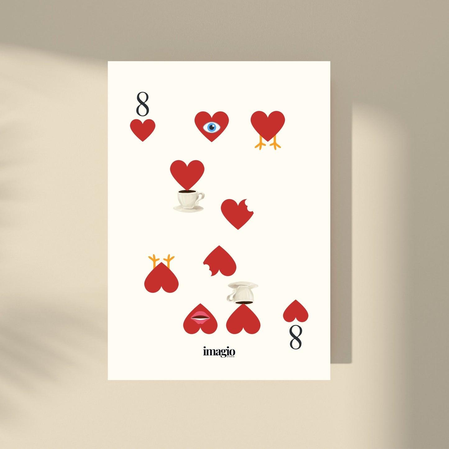 Eight of Hearts - Studio Framed Art 50x70 cm